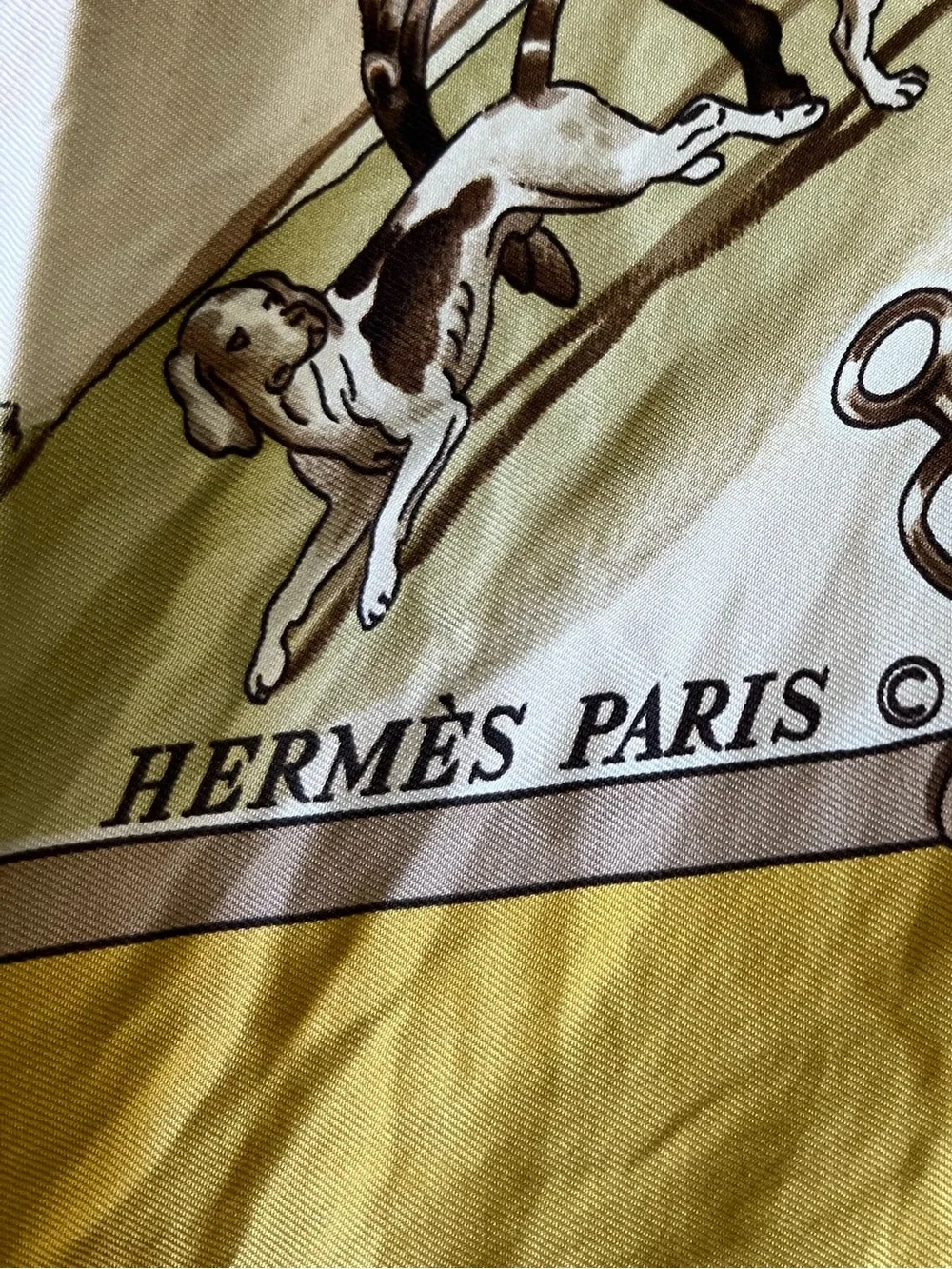 VTG Hermes Olive and Cream Equestrian Silk Scarf - Picture 4 of 12